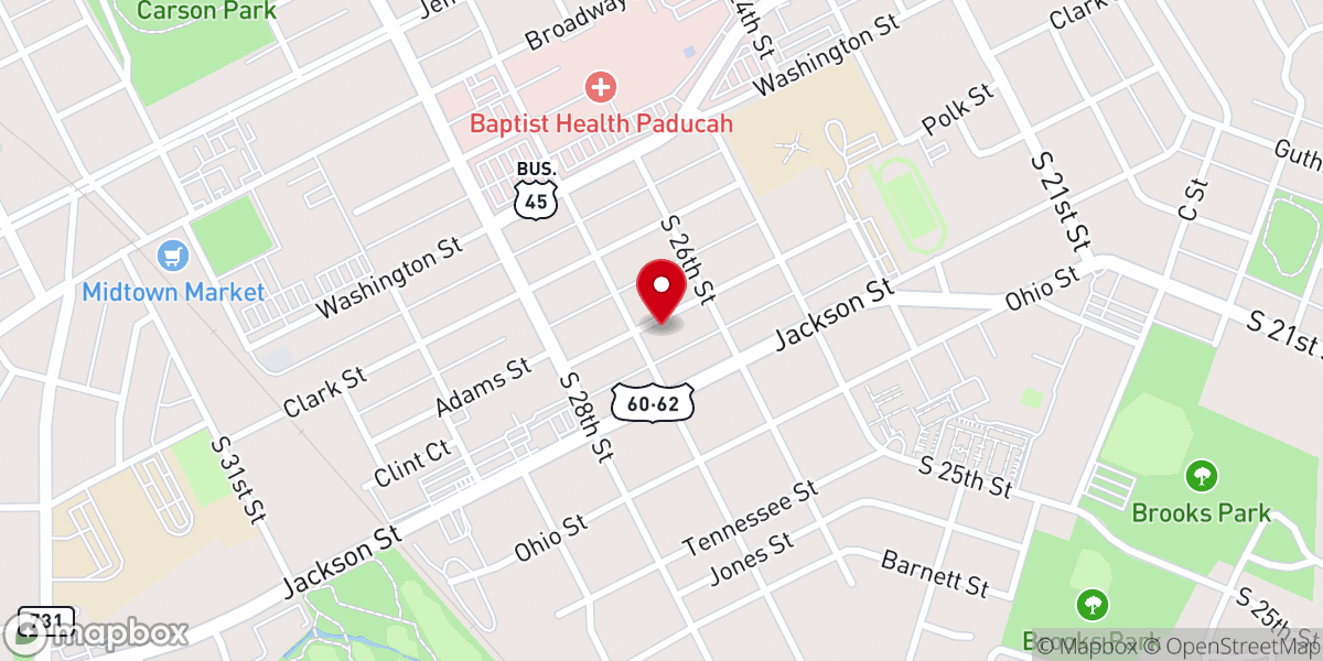 Map showing location of Paducah First Church of the Nazarene