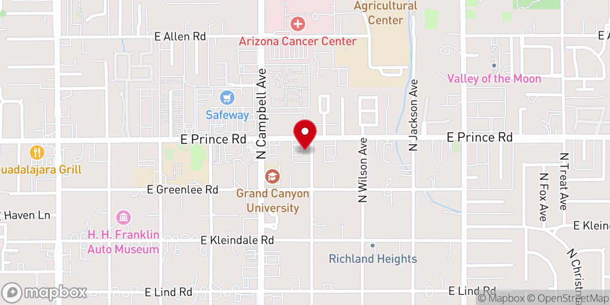 Map showing location of Iglesia Peniel Tucson