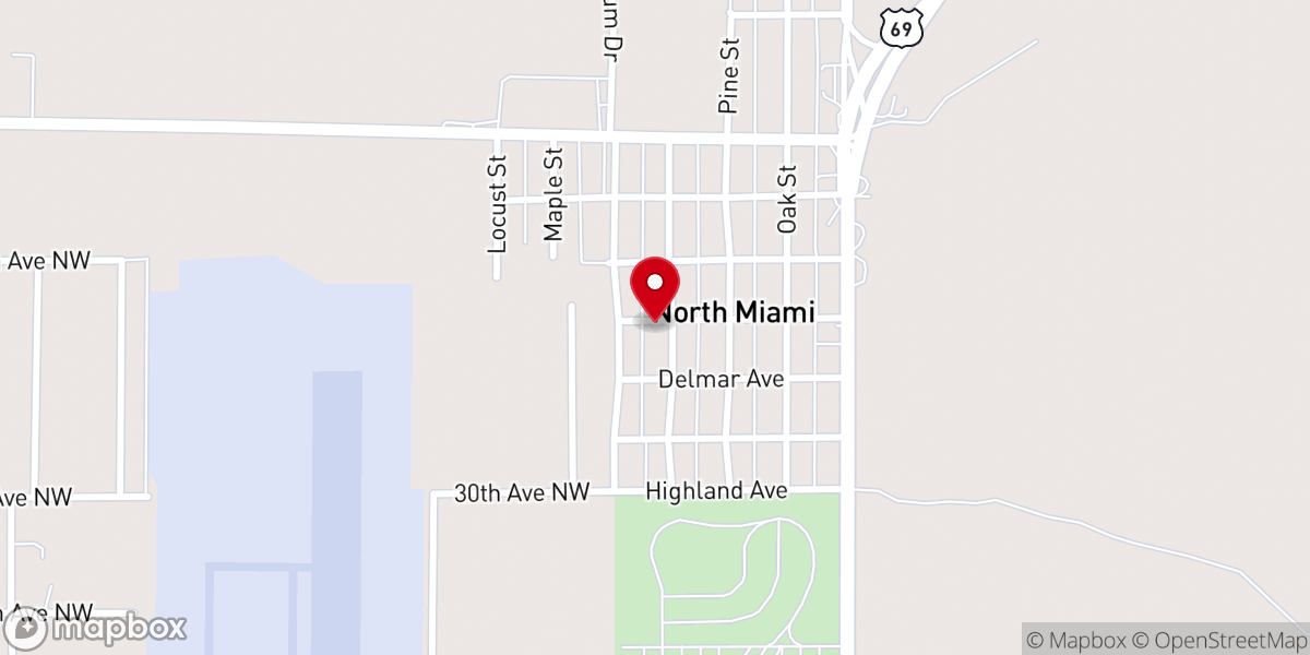 Map showing location of North Miami Christian Church