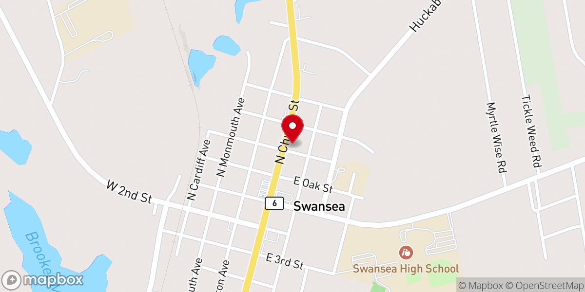 Map showing location of Swansea United Methodist Church