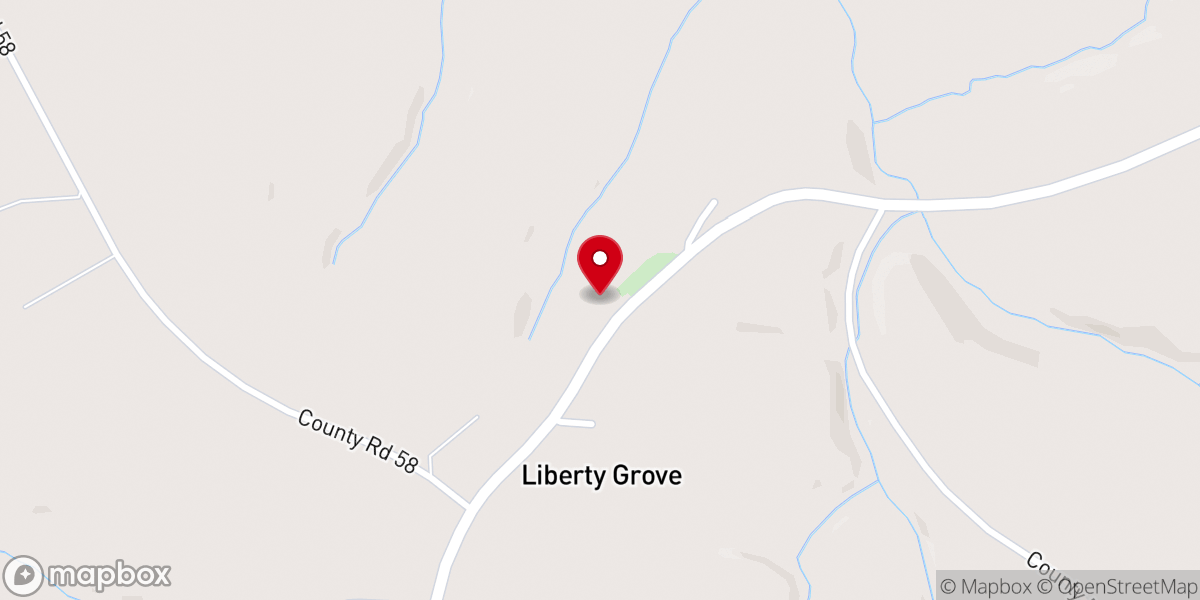 Map showing location of Liberty Grove Congregational Methodist Church