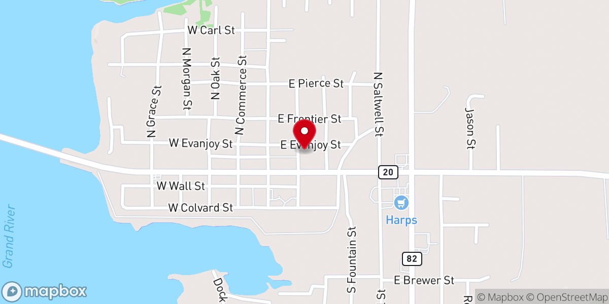 Map showing location of First Baptist Church Salina