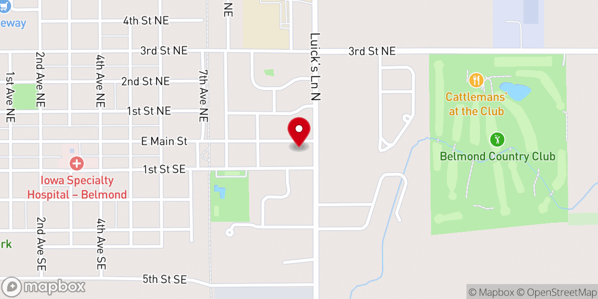 Map showing location of Belmond United Methodist Church