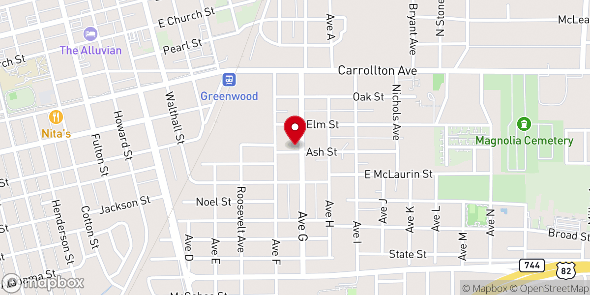 Map showing location of Jennings Temple Christian Methodist Episcopal Church