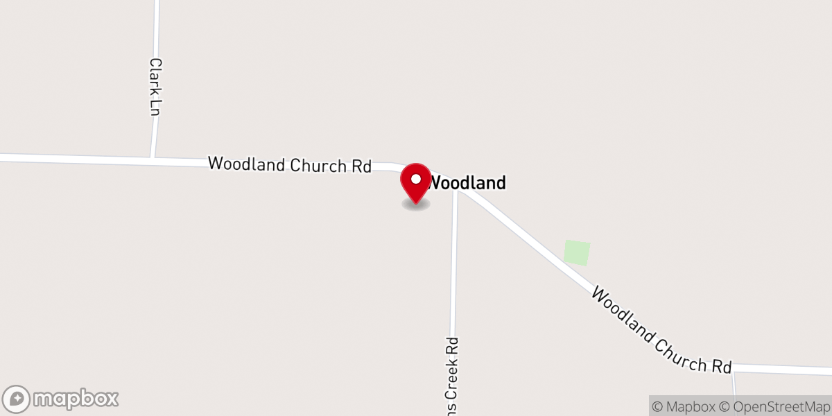 Map showing location of Woodland Baptist Church