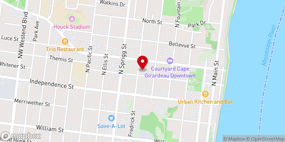 Map showing location of Trinity Lutheran Church