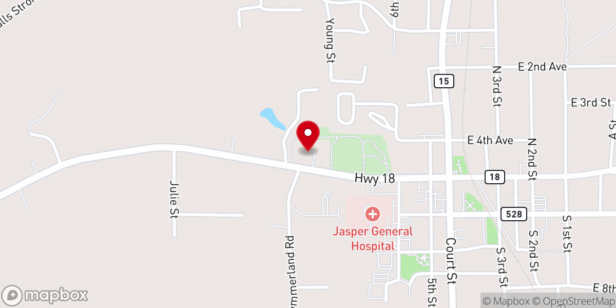 Map showing location of Bay Springs Presbyterian Church