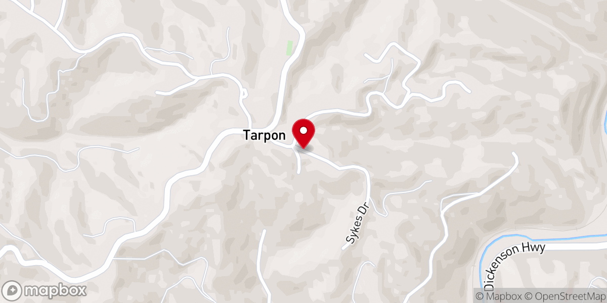 Map showing location of Tarpon Freewill Baptist Church