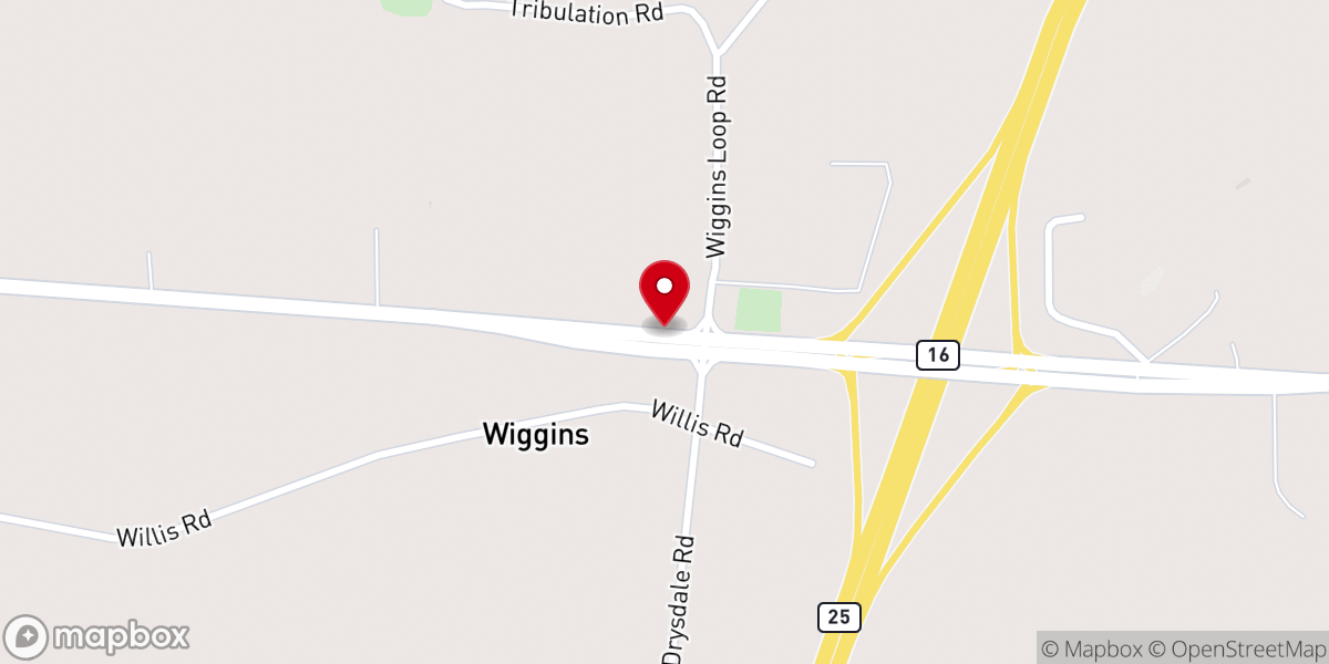 Map showing location of Wiggins Methodist Church
