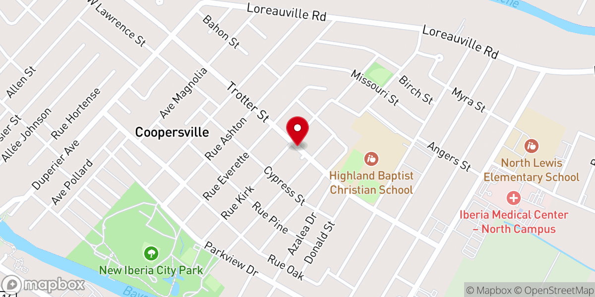 Map showing location of Highland Baptist Creative Learning