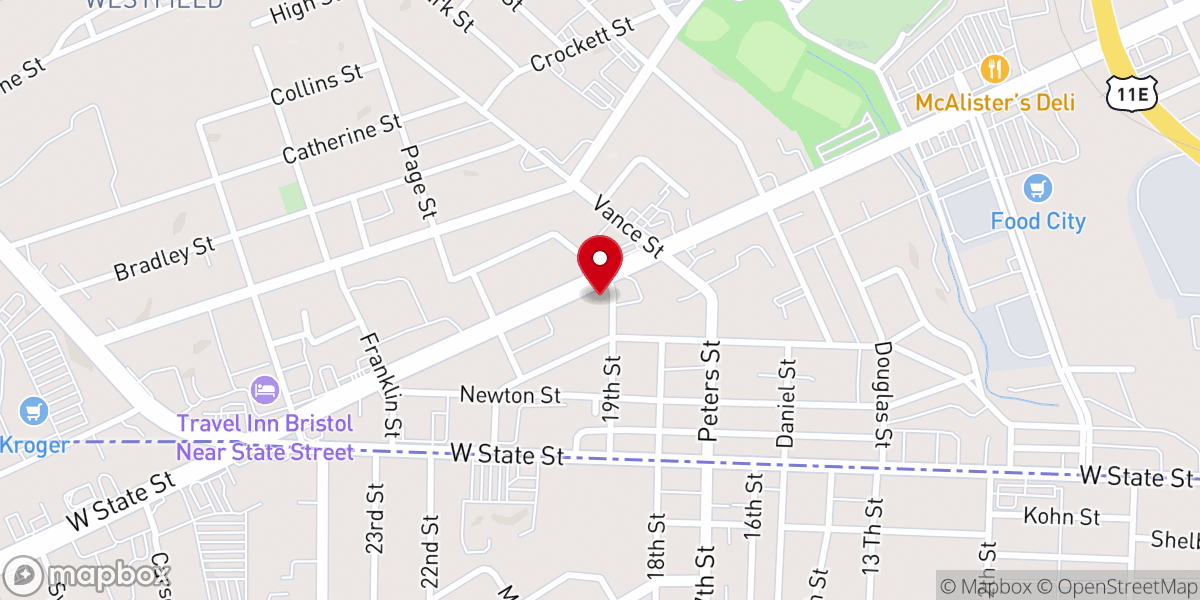 Map showing location of McIver Memorial Presbyterian Church