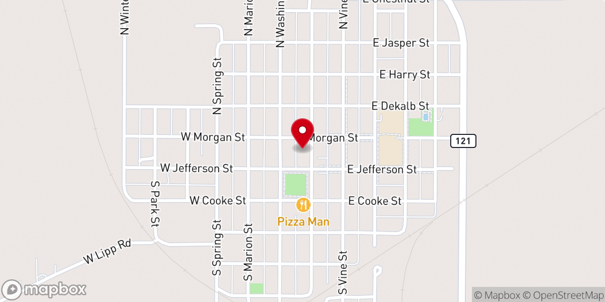 Map showing location of Mt. Pulaski Family Life Center