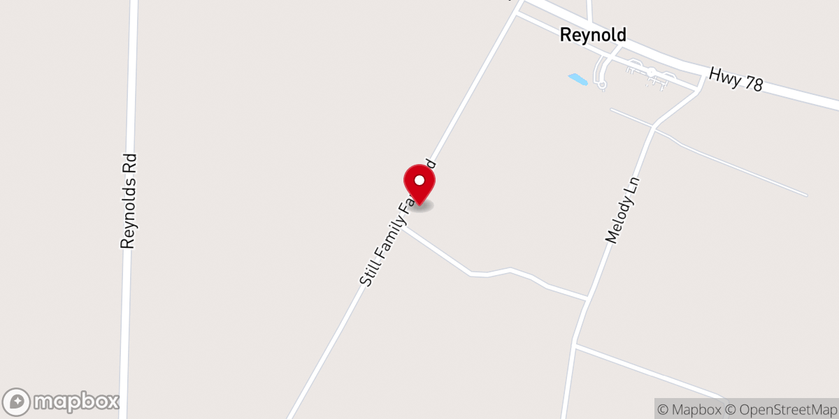 Map showing location of Shrub Branch Baptist Church