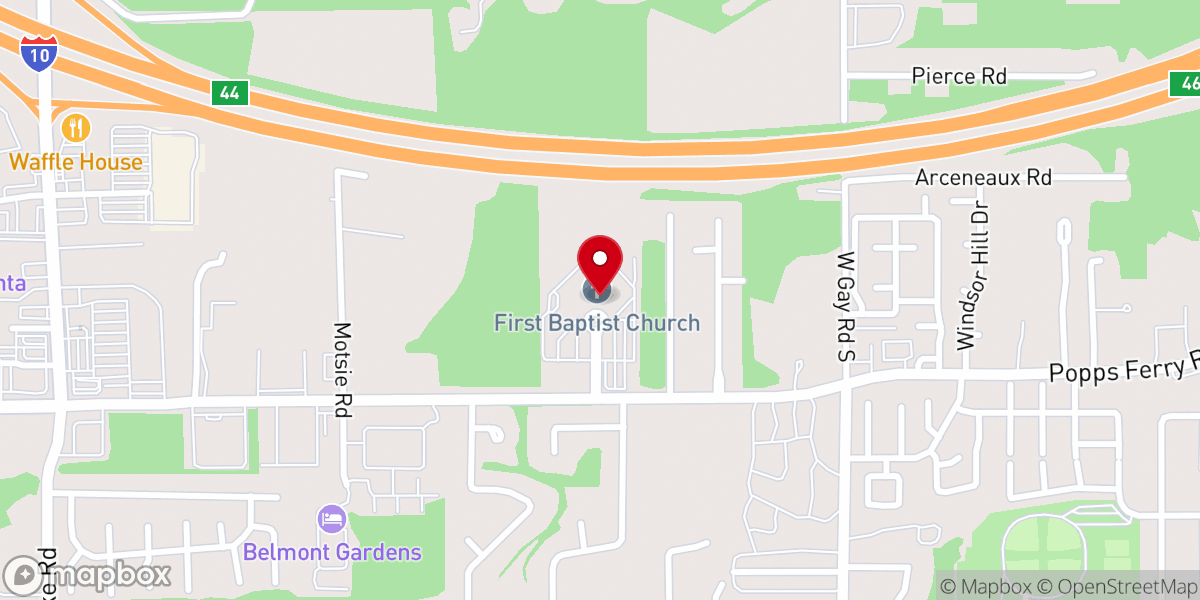 Map showing location of First Baptist Church of D'Iberville