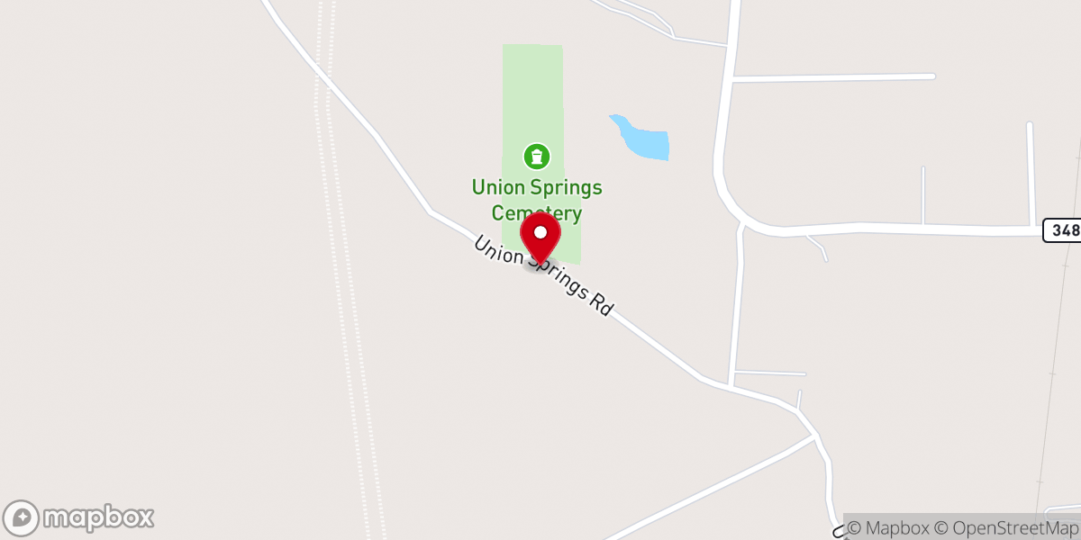 Map showing location of Union Springs Missionary Baptist Church