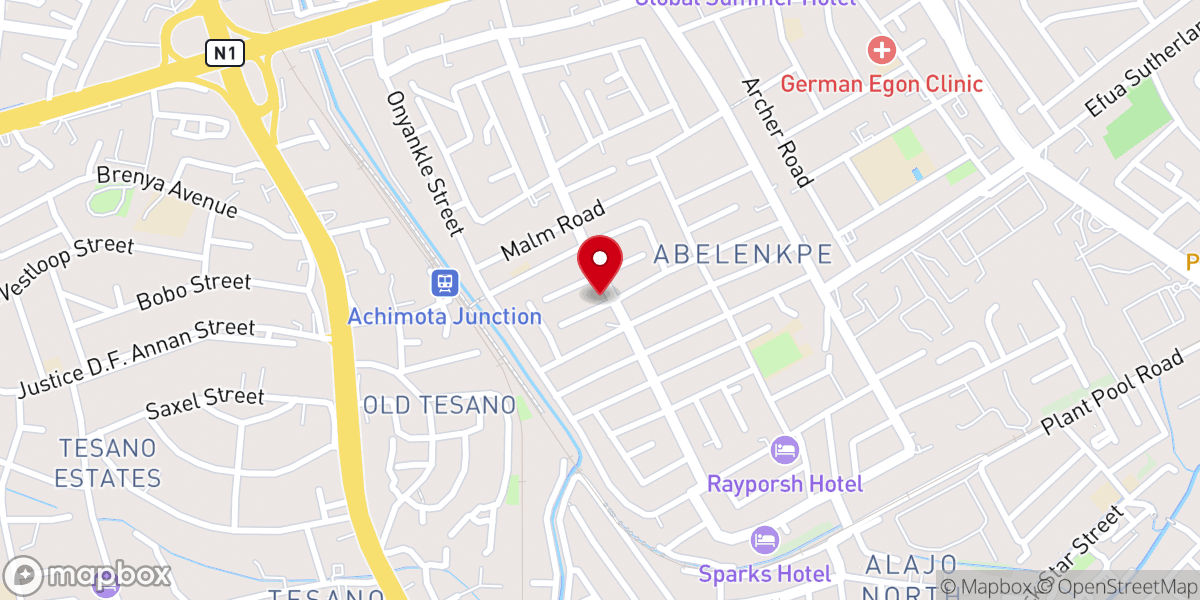 Map showing location of Presbyterian Church, Abelenkpe