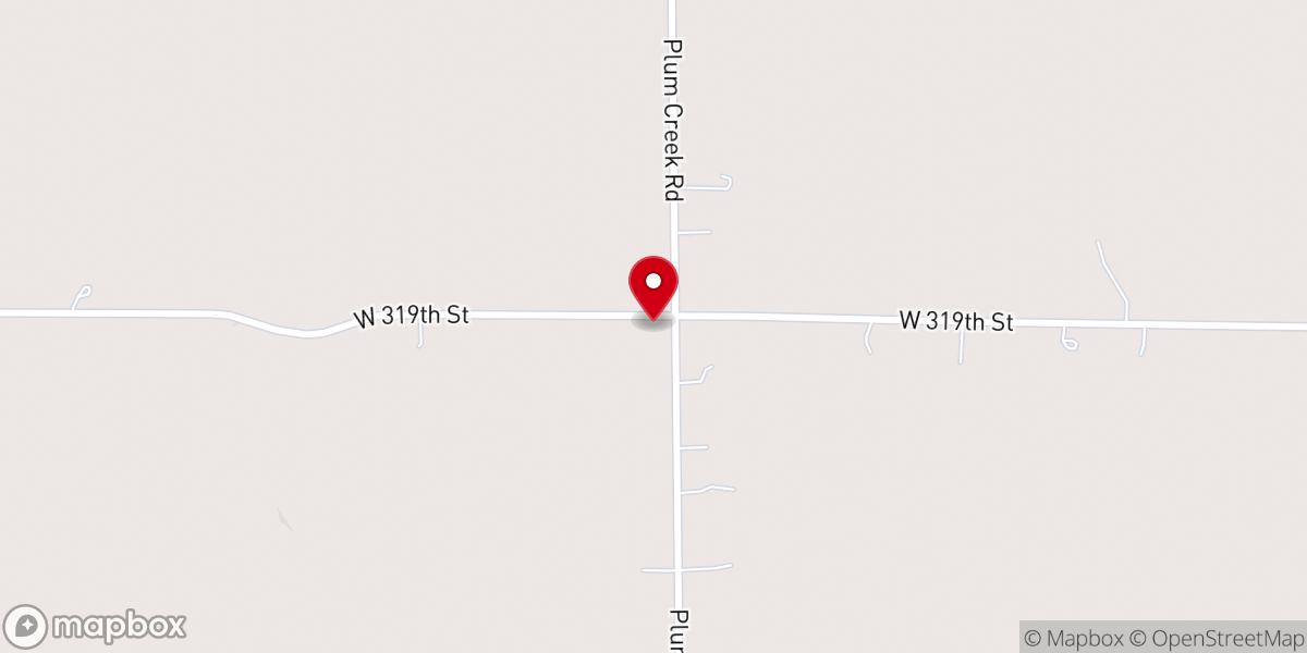 Map showing location of Plum Creek Church