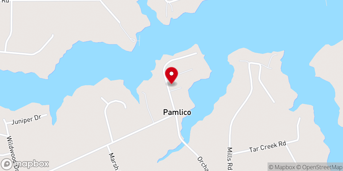 Map showing location of Pamlico Methodist Church