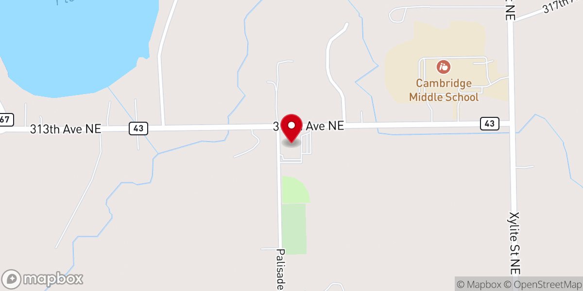 Map showing location of North Isanti Baptist Church