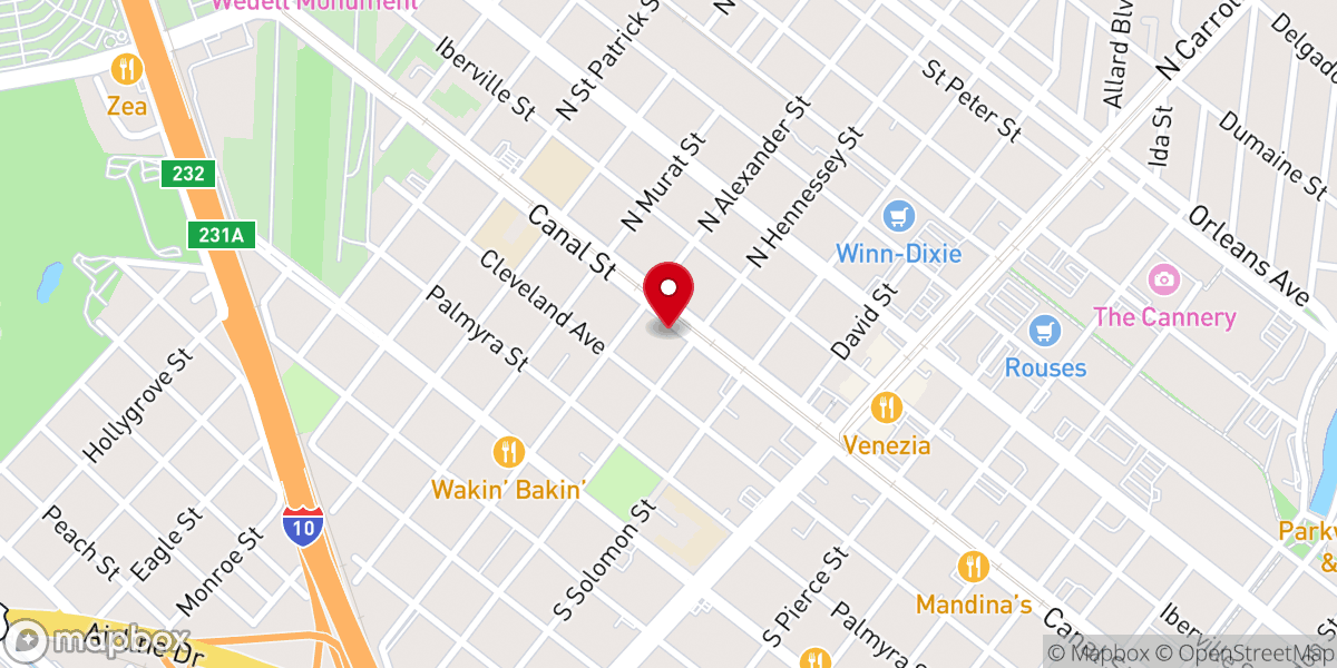 Map showing location of Canal Street Church