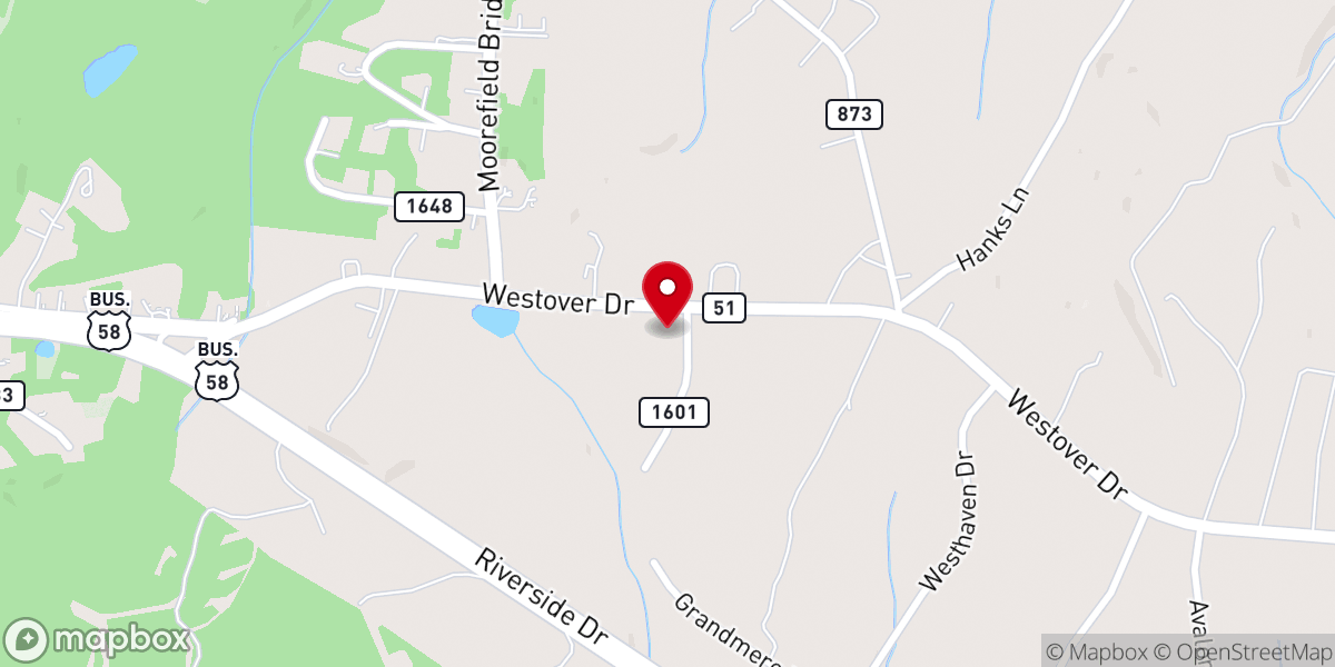 Map showing location of Hillcrest Baptist Church
