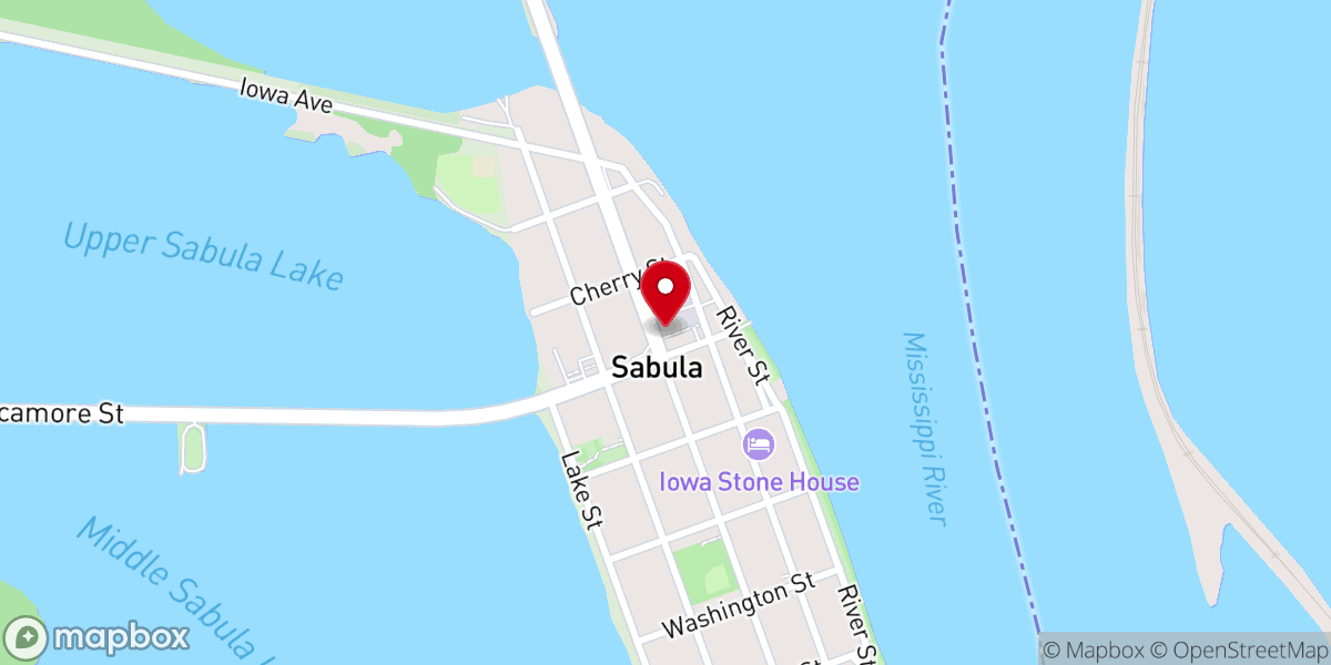 Map showing location of Sabula City Hall