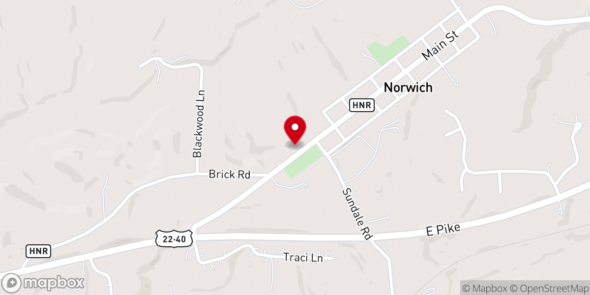Map showing location of Norwich Presbyterian Church
