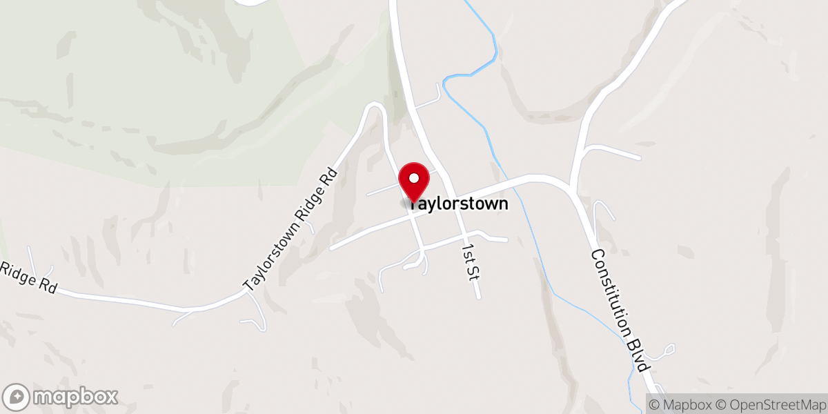 Map showing location of Taylorstown Presbyterian Church