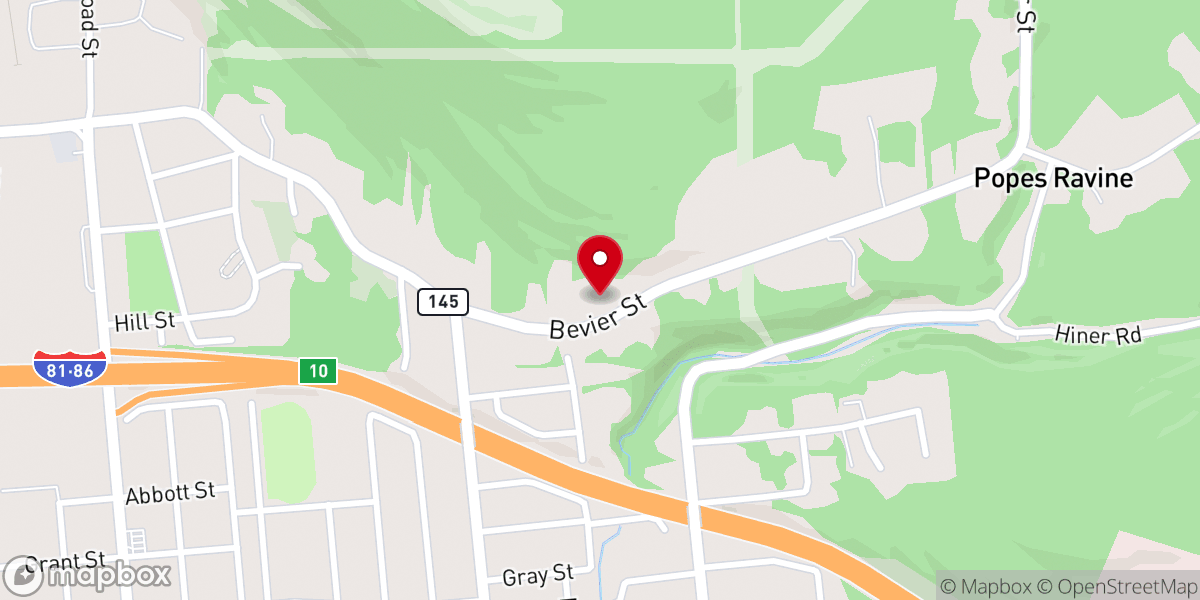Map showing location of Bevier Church