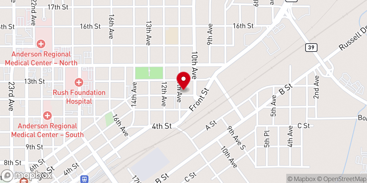 Map showing location of Mt Calvary Baptist Church