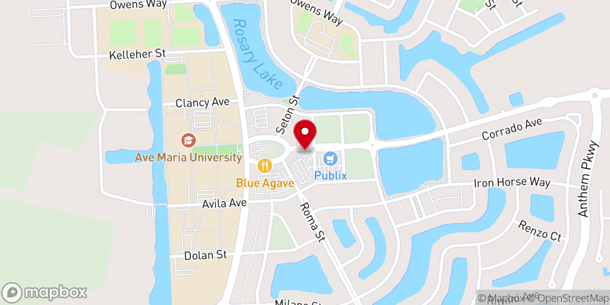 Map showing location of Ave Maria Parish Office