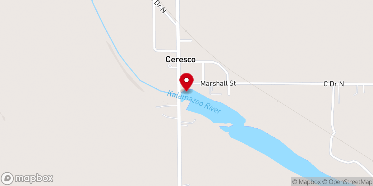 Map showing location of Ceresco Kayak Launch