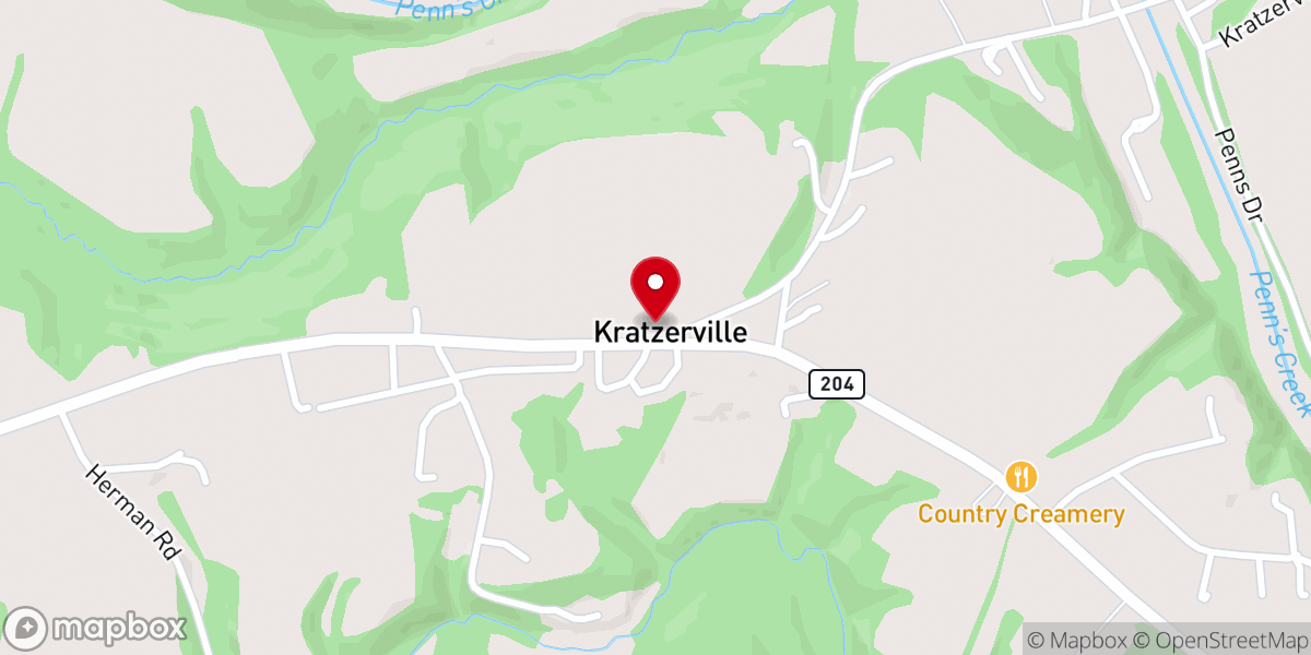 Map showing location of Zion's Church of Kratzerville