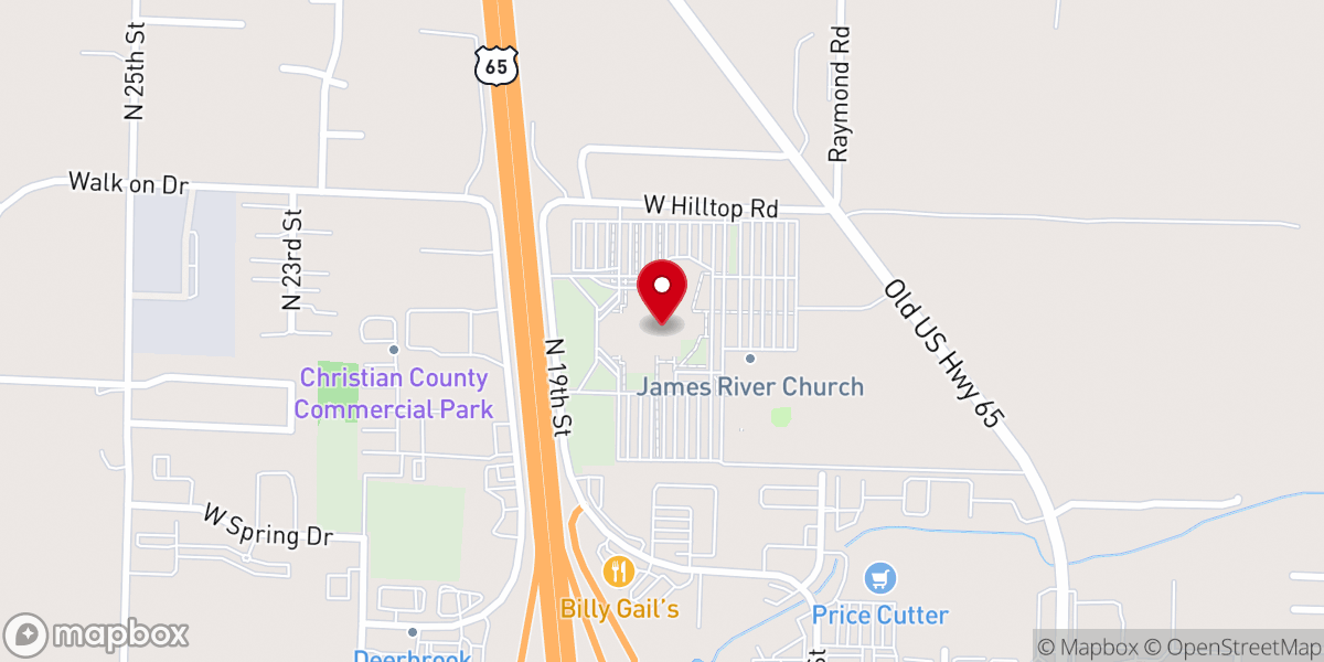 Map showing location of James River Church - South