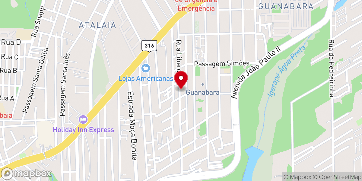 Map showing location of Igreja Batista Betania