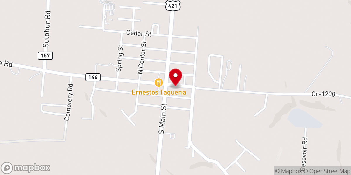 Map showing location of New Castle First Baptist Church
