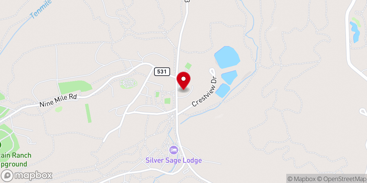 Map showing location of Whispering Pines Chapel