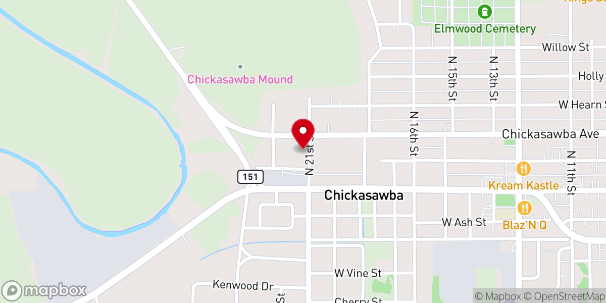 Map showing location of First United Pentecostal Church of Blytheville Arkansas