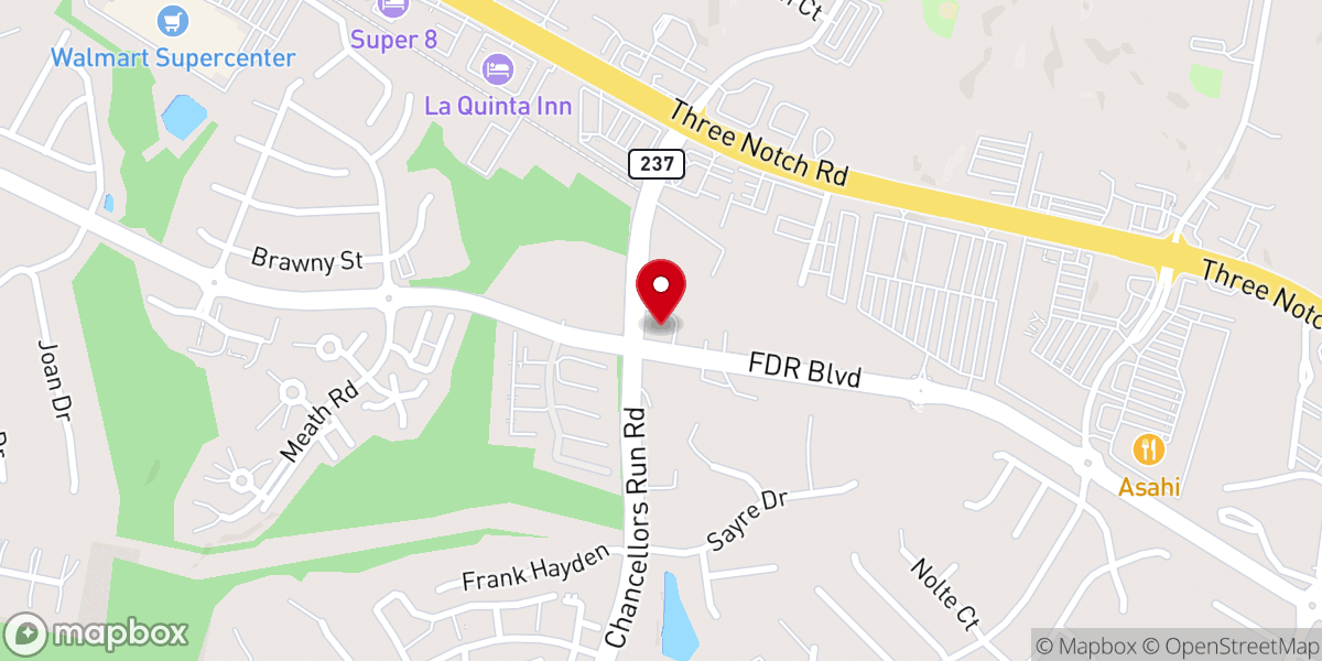 Map showing location of Patuxent Baptist Church