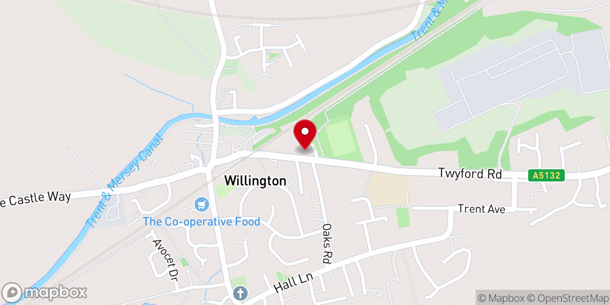 Map showing location of Willington Baptist Church