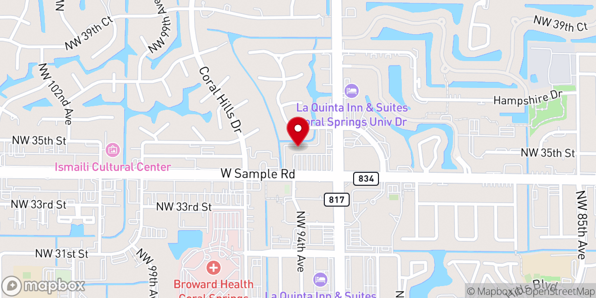 Map showing location of General Assembly Church of Florida Coral Springs