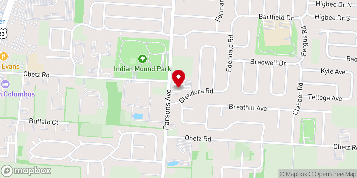 Map showing location of Parsons Baptist Church