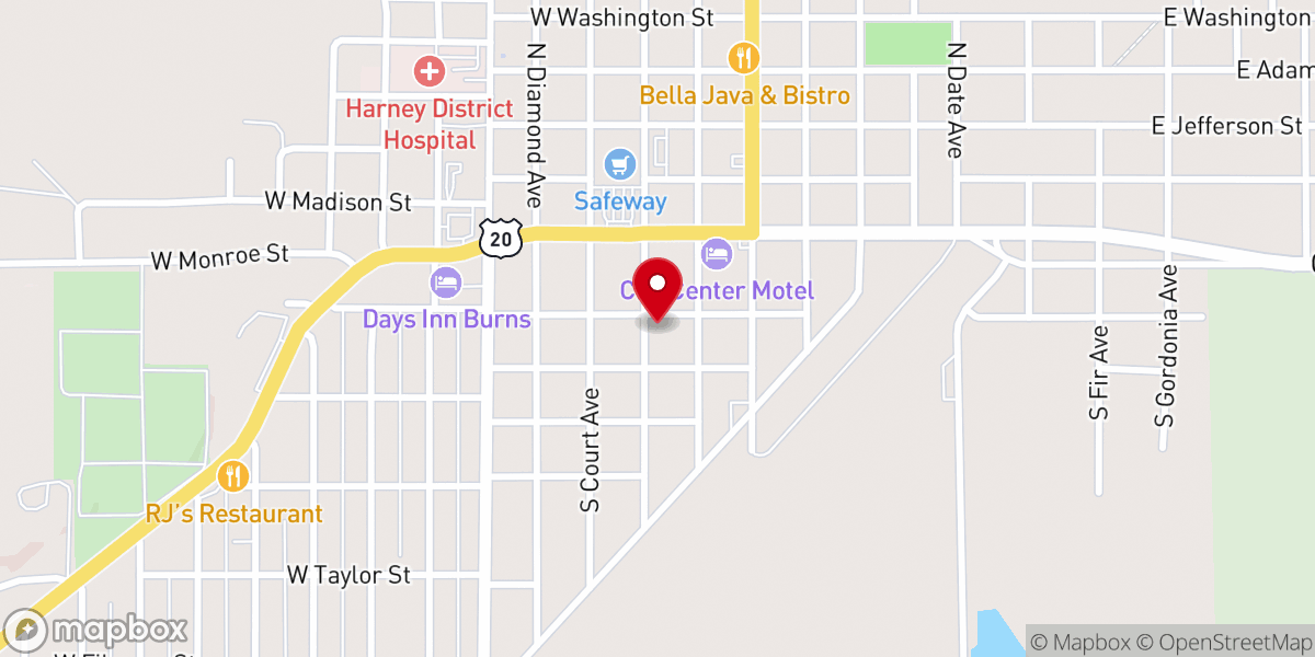 Map showing location of Burns Christian Church