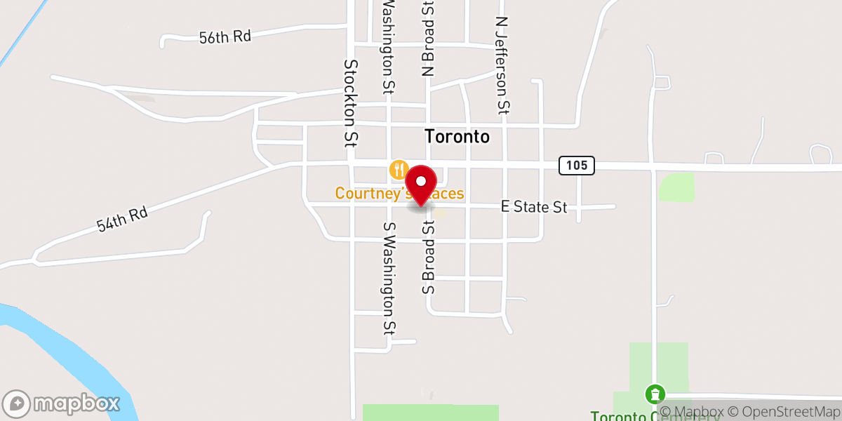 Map showing location of Toronto United Methodist Church