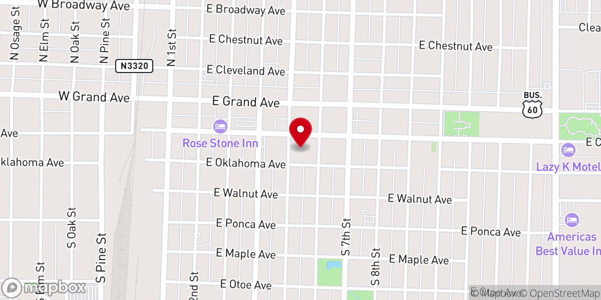 Map showing location of First Baptist Church-Ponca City