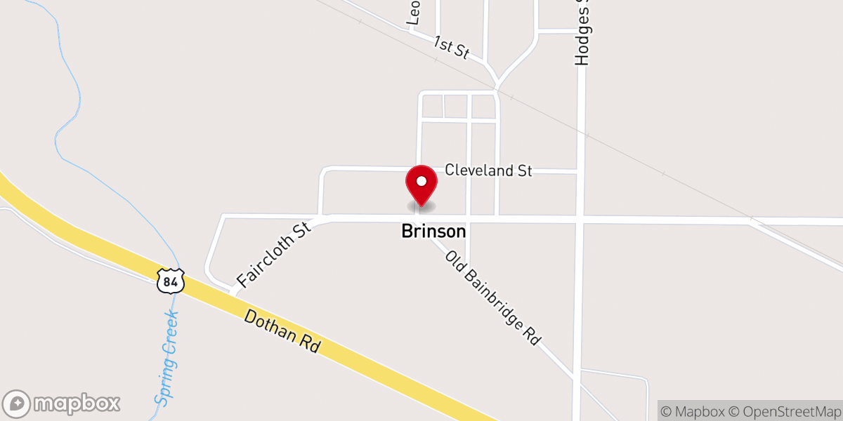 Map showing location of Brinson United Methodist Church