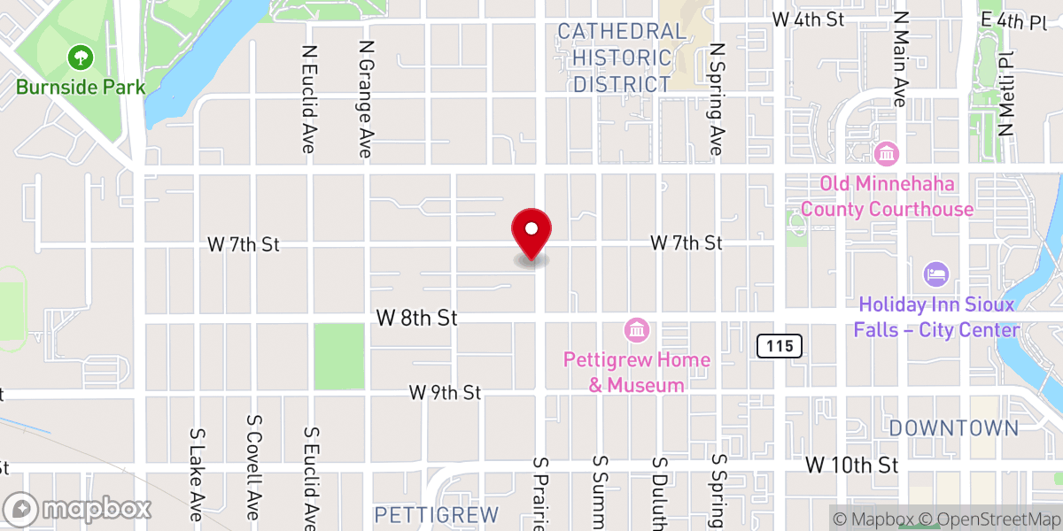 Map showing location of Augustana Lutheran Church