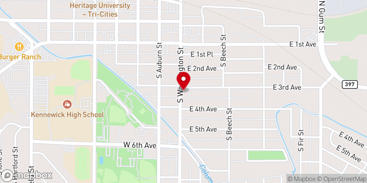Map showing location of Kennewick Spanish Adventist Church