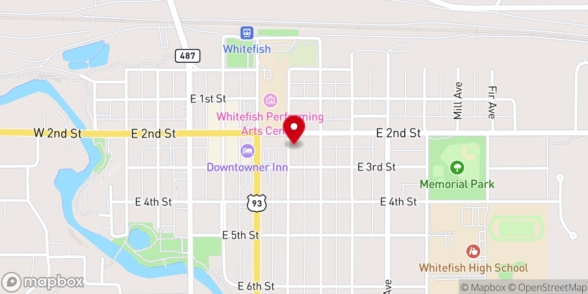 Map showing location of Whitefish Foursquare Church