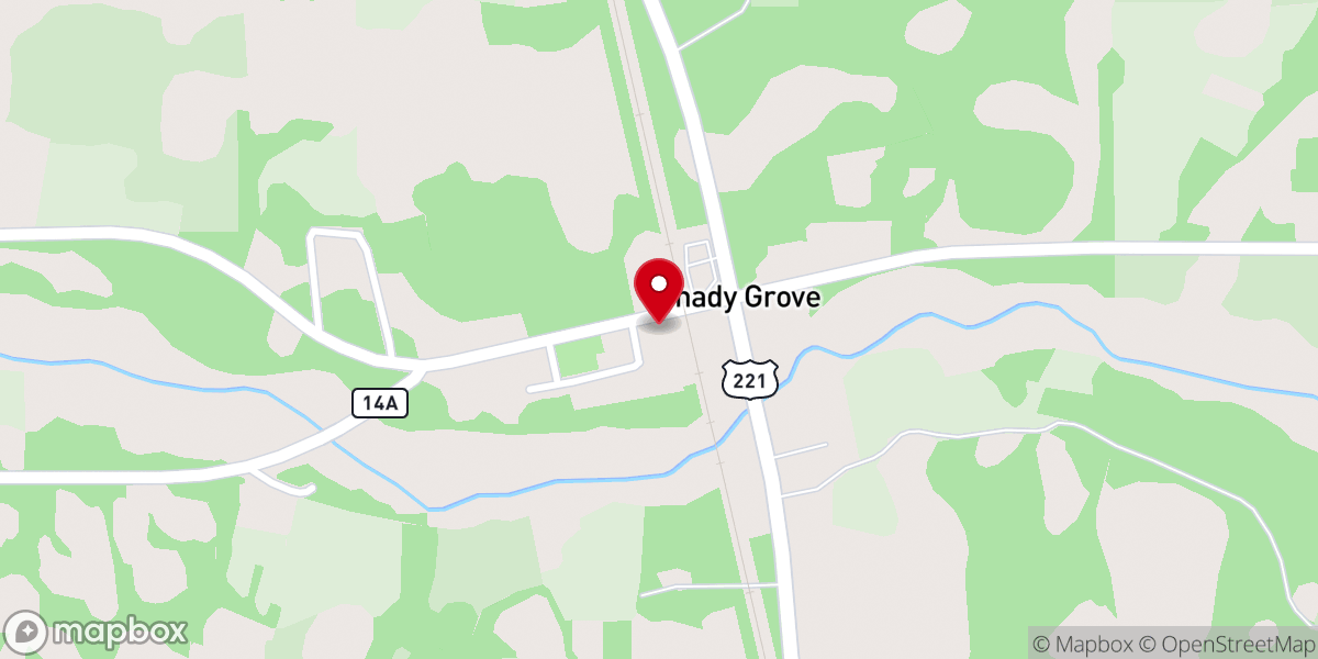 Map showing location of Shady Grove Primitive Baptist Church